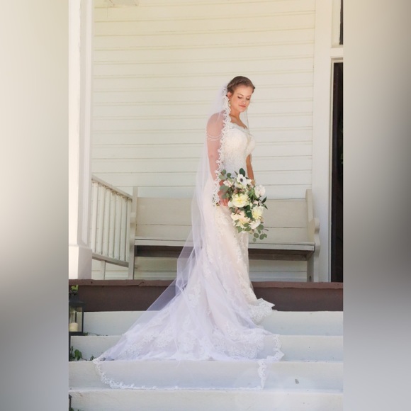 Wedding Dress & Custom Veil - Picture 4 of 7
